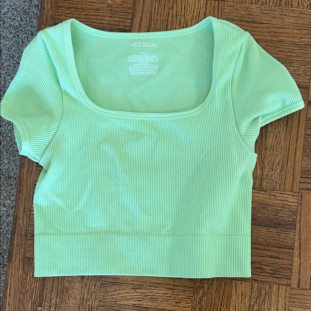 Wild Fable Light Green Ribbed Crop Top